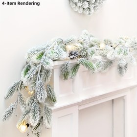 Resim Klasik Stil Karla Kaplı Yapay Çam Çelengi - Noel, Şükran Günü, Yılbaşı, Kış Dekorasyonları Şömine, Ön Kapı, Tatil Ev Dekoru, İç/Dış Mekan Kullanımı, Tüy Yok, Plastik, 1 Adet (172,72 cm) 