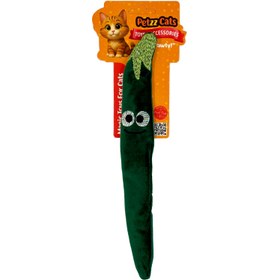 Resim PetzzCats Peppry Matatabi ve Çıngırak Sesli Peluş Kedi Oyuncağı Yeşil 28x4 Cm 