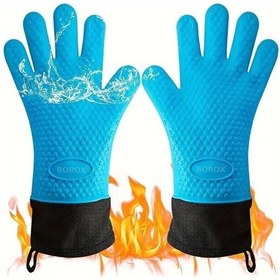 Resim Silikon Fırın Eldiveni - 1 Çift - Mavi 