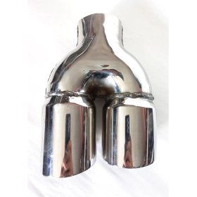 Resim 76 Mm. Tam Krom Paslanmaz Çiftli, Sağ Egzoz Eksoz Ucu. 