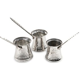 Resim Antepsepeti Gümüş Kaplama 3'lü Bakır Cezve Seti 