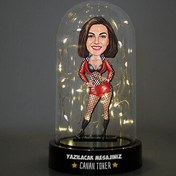 Resim Etkileyici Kadın Karikatürlü Işıklı Fanus Biblo 