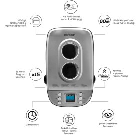 Resim Karaca Ekmek Pişirme Reçel Yoğurt Yapma Makinesi 3 Farklı Pişirme Seviyesi 15 Otomatik Programlı Inox 