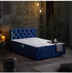 Resim Setaymobilya Baza, Vita Çift Kişilik Lacivert Baza + Başlık + Comfort Yatak 