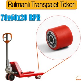 Resim 70X60X20 mm Transpalet Tekeri Rpr Rulmanlı Bilyalı Kırmızı Tekerlek Palet Taşıma Arabası Tekeri 