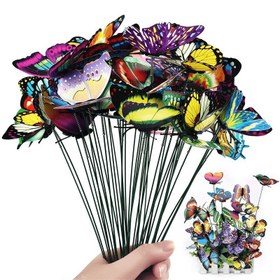 Resim 10 adet Kelebekler Bahçe Bahçe Dekorasyonu Renkli Whimsical Kelebekler Bahçe Çitleri Decoracion Açık Hava Dekor Çiçek Saksıları Dekorasyon 