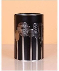 Resim Ucr Home Metal Silindir Desenli Kaşıklık Servis Kepçe Kevgir Düzenleyici Toparlayıcı Siyah 
