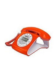 Resim Multitek Retro Özel Tasarımlı Turuncu Kablolu Masa Telefonu 
