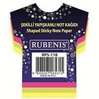 Resim Rubenis Yapışkanlı Not Kağıdı Tişört Desenli Fosforlu 4 Renk RPS-118 