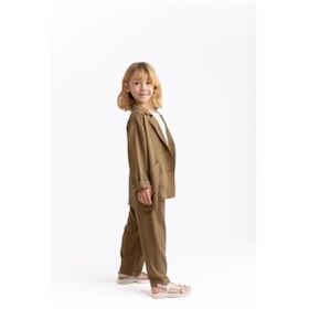 Resim Oliven The Kid Unisex Klasik Keten Pantolon Caramel Caramel Kahverengi 