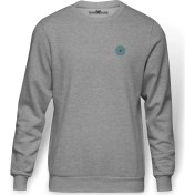 Resim Tshirthane Flower Aqua Bebek Duşu Mavi Gerbera Baskılı Gri Erkek Örme Sweatshirt Uzun Kol 