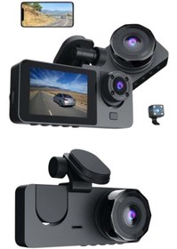 Resim Clevora 3 Kameralı 2 İnç 1080P Araç İçi Kamera Sürüş Kamerası CarPlay 
