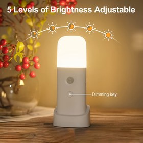 Resim LED Hareket Algılama Gece Lambası, USB Şarj ve Ayarlanabilir Parlaklık ile, Dahili 2000Mah Şarj Edilebilir Pil ile, Oturma Odaları, Yatak Odaları ve Koridorlar için Taşınabilir Kullanım için Uygun. 