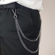 Resim Yeni çift katmanlı minimalizm moda erkek kot zinciri, punk tarzı hip-hop pantolon bel zili kadınlar için 