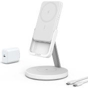 Resim Powerwave Maggo 2in1 Stand Magsafe Uyumlu 5000 Mah Beyaz Powerbank & Stand Anker