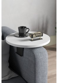 Resim Yan Sehpa Ayarlanabilir Tepsi Dekoratif Modern Tepsi Beyaz 