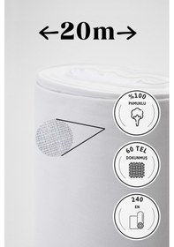 Resim Soft Beyaz Akfil 60 Tel %100 Pamuk Metrelik Kumaş - 20 Metre 