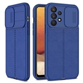 Resim Smcase Samsung Galaxy A13 4g Kılıf Lensi Kamera Korumalı Deri Dokulu Silikon Lacivert 