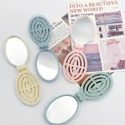 Resim 1 adet Taşınabilir Katlanabilir Saç Fırçası Ayna ile - Hafif ABS Plastik, Yuvarlak Kolu, Normal Saçlar için Dayanıklı Plastik Kıllar, Seyahat, Açık Hava, Ofis, Okul Kullanımı için İdeal - Kızlar, Anneler ve Arkadaşlar için Mükemmel Hediye, Seyahat Gereksinimleri | Modern Saç Fırçası | Dayanıklı Plastik Kıllar, Saç Fırçaları 