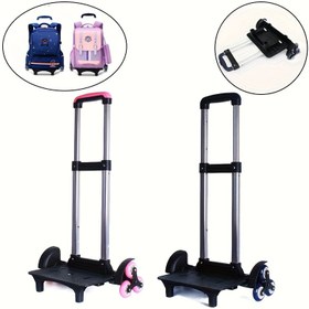 Resim 6 Tekerlekli Teleskopik Saplı Sırt Çantası, Pembe, Katlanabilir, Sessiz ve Taşınabilir, Kauçuk Tekerleklerle, Çıkarılabilir Tasarım, Seyahat / Kısa Seyahatler / Alışveriş / Açık Hava Kampı / Günlük Yolculuklar İçin Uygun, Büyük Kapasiteli, Kolay ve Dayanıklı 