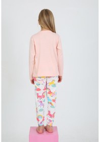 Resim Kız Çocuk Uzun Kollu %100 Pamuklu Pijama Takımı Happines Somon SOMON 