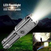Resim LED El Feneri USB Şarj Edilebilir Yüksek Parlaklık Yakınlaştırılabilir El Feneri Pil ile, Kamp, Yürüyüş, Acil Durum ve Ev Kullanımı için Taşınabilir Kompakt Tasarım, Yürüyüş Ekipmanı, Şık Metalik Kaplama, Dayanıklı Yapı 