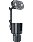 Resim Hızlı Renkli Işıklı Araba Fanı Bardak Tutucu, 12v/24v 360 Derece Dönebilen Usb İle Çalışan Araç Soğutma Fanı Suv, Karavan, Kamyonet İçin Çift Kafa 