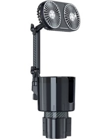 Resim Hızlı Renkli Işıklı Araba Fanı Bardak Tutucu, 12v/24v 360 Derece Dönebilen Usb İle Çalışan Araç Soğutma Fanı Suv, Karavan, Kamyonet İçin Çift Kafa 