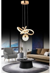 Resim İstanbul Avize Begonvil Gold 3 Renkli Ledli Modern Lüx Led Avize 