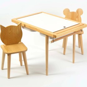 Resim Montessori Ahşap Aktivite Masası - Çam Ağacı - 40cm / Açılı 