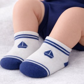 Resim SOLDE SOCKS 5’li Set Yenidoğan Pamuklu Günlük Çorap - Denizci Temalı Desenli & Çizgili, Kaliteli 