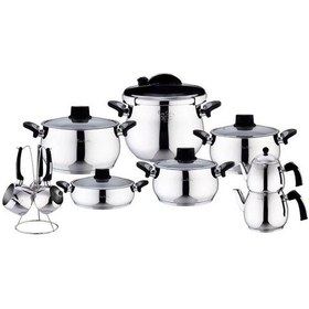 Resim Pierre Cardin Crown 18 Parça Çelik Tencere Seti Siyah Çelik 