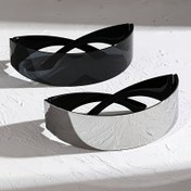 Resim Cyberpunk Kare Çerçeve Plastik Gözlükler Değiştirilebilir Lenslerle - Trendy Bilim Kurgu Stili Dekoratif Gözlükler Moda Aksesuarı için 
