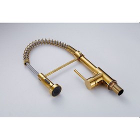 Resim Mutfak Eviye Bataryası Spiralli + Fıskiyeli Altın Altın 