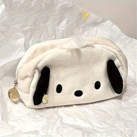 Resim Sanrio Pochacco Büyük Kapasiteli Fermuarlı Kalem Kutusu - Göz Alıcı Peluş Tasarım, Altın Metal Halka ve Beyaz Top Dekoru ile Okul, Ofis Malzemeleri & Kırtasiye Saklama için Dayanıklı Organizatör, Sevimli Kalem Kutusu, Eğlenceli Desen, Yumuşak Dokulu, Güçlendirilmiş Dikişler, Anime Hayranları İçin Fonksiyonel Aksesuar 