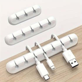Resim Sentetik Taşlı Kablo Saklama Kutusu, USB Kablosu Düzenleyici, Klipsli Tel Yönetim Kutusu, Masaüstü, Araba, Ev ve Ofisler için Uygun (5, 3 Yuva) 
