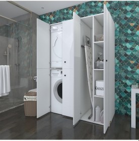 Resim Kenzlife Çamaşır-Kurutma Makinesi Dolabı Kapaklı Yaromiramdf Byz 180 120 60 % 100 Mdf Full Mdf Banyo Arkalıksız Çok Renkli 