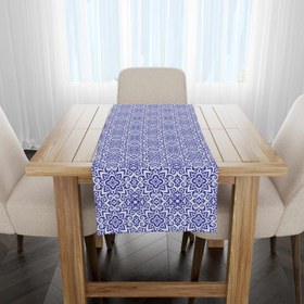 Resim Mavi Çini Desenli Runner Örtü 