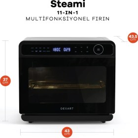 Resim Dexart Steami 11-In-1 Multifunctional Buharlı Fırın 21-30 lt Siyah Renkli Kompakt Tasarım 