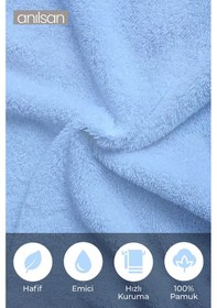 Resim 10'lu Mavi Greek Beyaz Banyo Havlusu - 70x140 Cm, 490 Gr, %100pamuk, Spa Ve Otel Havlusu Mavi 
