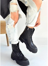 Resim Allex Siyah Cilt Bağcıklı Bot Göründüğü Gibi 