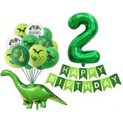 Resim Singree 32 Ve 12 İnç Klasik Kartoon Dinozor Ve Sayı Desenli Lateks Balon Seti - Doğum Günü Partileri İçin Tam Paket 
