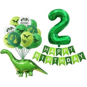 Resim Singree 32 Ve 12 İnç Klasik Kartoon Dinozor Ve Sayı Desenli Lateks Balon Seti - Doğum Günü Partileri İçin Tam Paket 