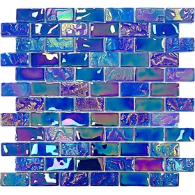 Resim Tüm Yüzeyler Için 23X48MM. Blue Mix, 30X30 Fileli Kristal Cam Mozaik (11 File = 1 M2 Fiyatı.) 