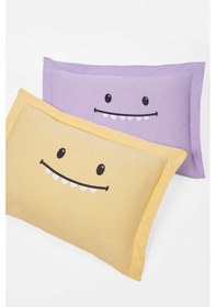 Resim 2li Yastık Kılıfı Oxf. Lububu Sarı Lila Siyah 