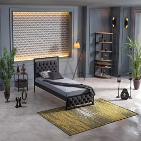 Resim Unimet Mithra Tek Kişilik Metal Karyola Siyah (AHŞAP LATALI) 