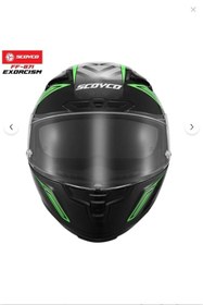 Resim Scoyco FF-871 Exorcısm Güneş Vizörlü Şeffaf Cam Kapalı Motosiklet Kaskı Beyaz - Siyah - Yeşil 