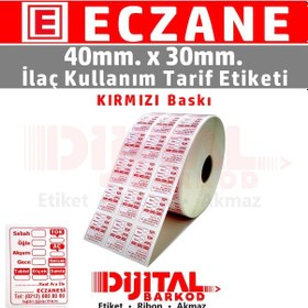 Resim Ilaç Etiketi Ilaç Kullanım Tarif Etiketi Eczane Etiketi 500 Adet-Kırmızı 