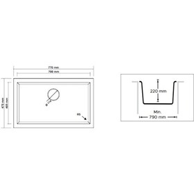 Resim Real Stone K Serisi K013 Eviye Antrasit 77 x 47.5 CM Tezgah Altı Antrasit 