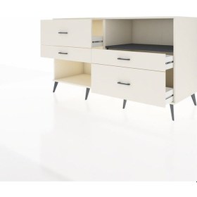 Resim Kronos Konsol Tek Raflı 4 Çekmeceli 176x59x99 Aytaşı-antrasit/ay Aytaşı-antrasit/aytaşı 
